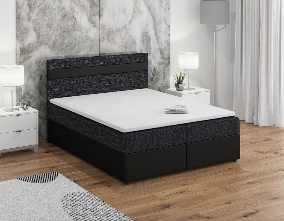 Veneti Boxspringová posteľ s úložným priestorom SISI COMFORT - 180x200, čierna / čierna