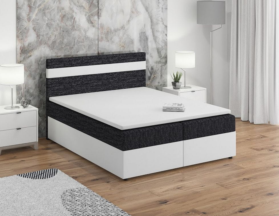 Veneti Boxspringová posteľ s úložným priestorom SISI COMFORT - 200x200, čierna / biela