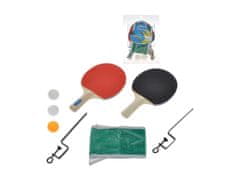 2-Play Sada na stolný tenis pálky drevené 25 cm 2 ks + loptičky 3 ks so sieťkou