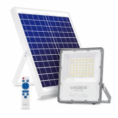 VIDEX Solárny LED reflektor 56xLED 100W 2800lm 5000K IP65 so senzorom súmraku a diaľkovým ovládaním
