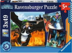 Ravensburger Puzzle Ako vycvičiť draka: Deväť kráľovstiev 3x49 dielikov