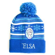 Eplusm Dievčenská čiapka s brmbolcom Frozen Elsa 52 cm Modrá