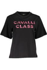 Cavalli Class  Perfektné Dámske Tričko Krátky Rukáv Čierna Farba: čierna, Veľkosť: S