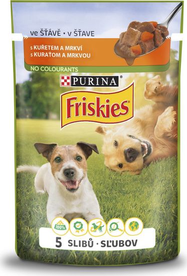 Friskies Kapsička FRISKIES pes Adult kuřecí a mrkev ve štávě 100g