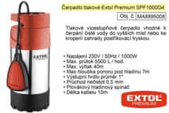 Extol Premium Čerpadlo elektrické nerezové tlakové 1100 W 5500 l/hod Extol Premium 8895008