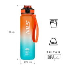 NILLS CAMP tritanová fľaša na pitie NCD68 1000 ml oranžovo-modrá