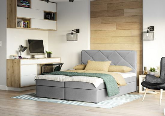 Veneti Manželská posteľ s úložným priestorom KATRIN - 160x200, svetlo šedá