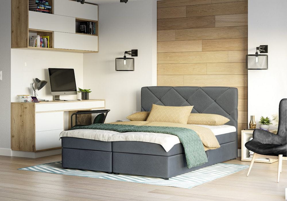 Veneti Manželská posteľ s úložným priestorom KATRIN - 200x200, šedá