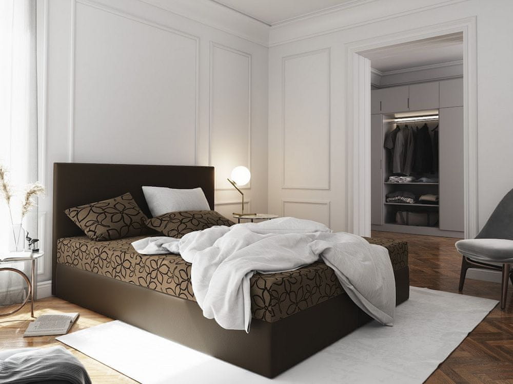 Veneti Boxspringová posteľ s úložným priestorom LUDMILA COMFORT - 180x200, hnedá / hnedá