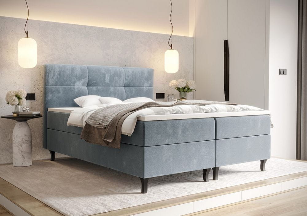 Veneti Boxspringová posteľ s úložným priestorom DORINA - 120x200, modrá
