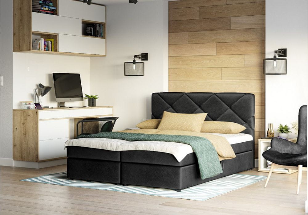 Veneti Manželská posteľ s úložným priestorom KATRIN COMFORT - 200x200, čierna