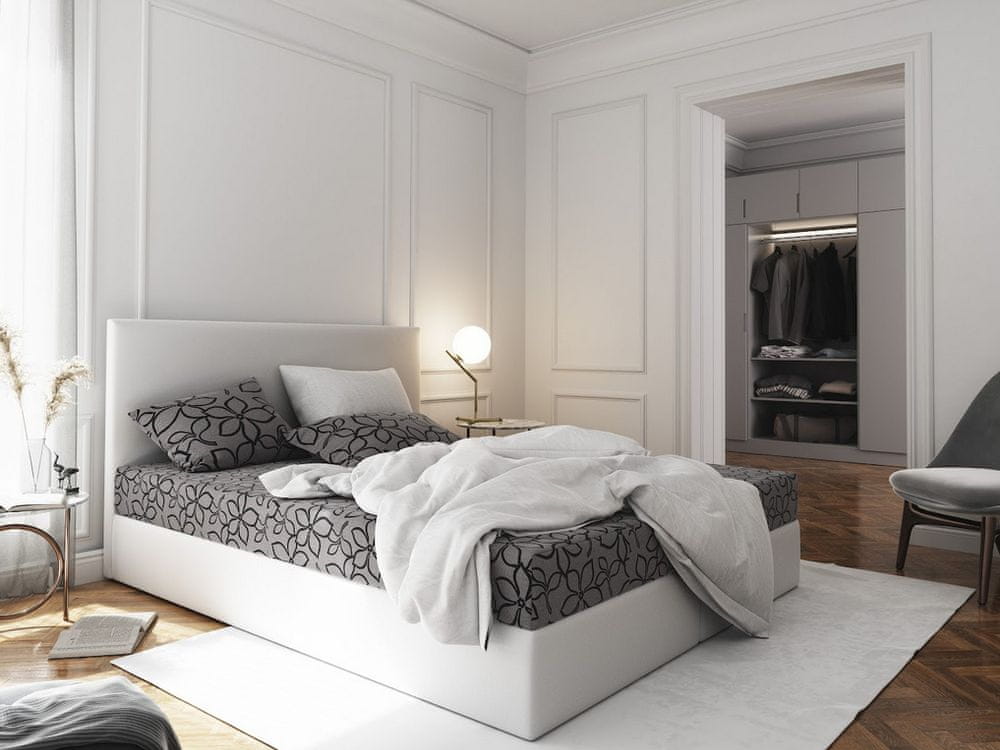 Veneti Boxspringová posteľ s úložným priestorom LUDMILA COMFORT - 160x200, šedá / biela