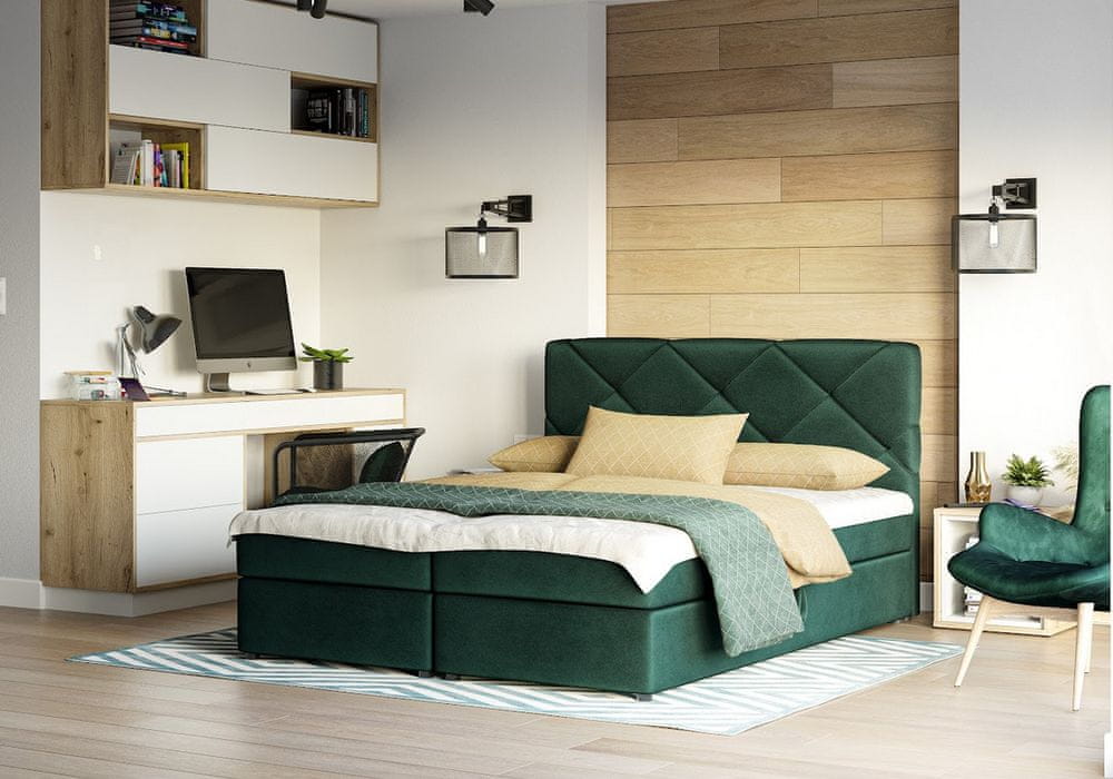 Veneti Manželská posteľ s úložným priestorom KATRIN COMFORT - 140x200, zelená