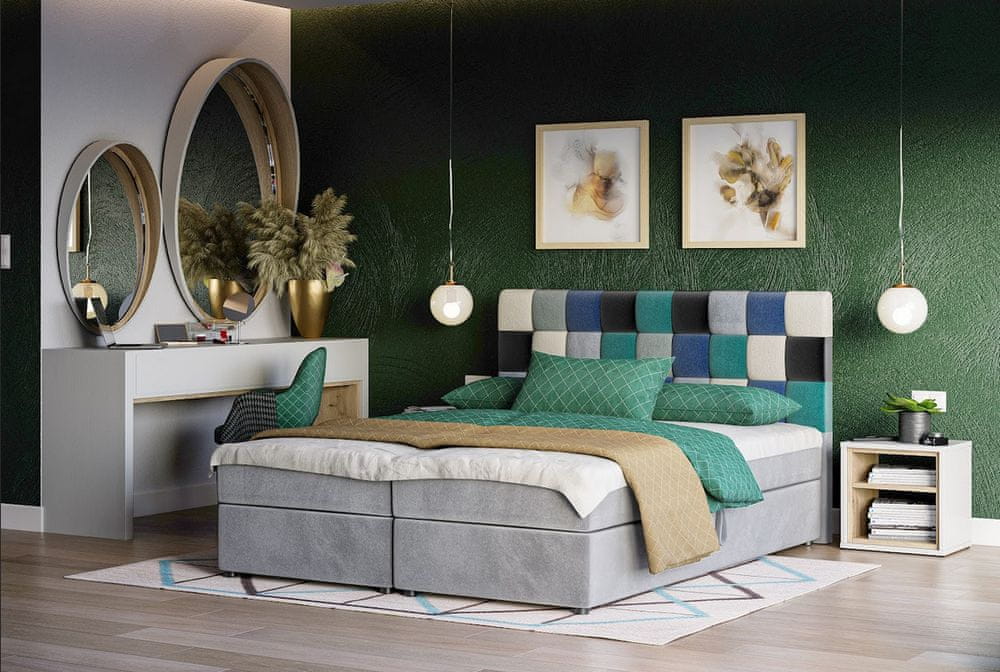 Veneti Boxspringová posteľ s úložným priestorom SAVA COMFORT - 140x200, modrá