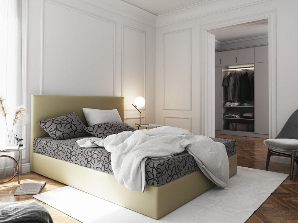 Veneti Boxspringová posteľ s úložným priestorom LUDMILA COMFORT - 180x200, šedá / béžová
