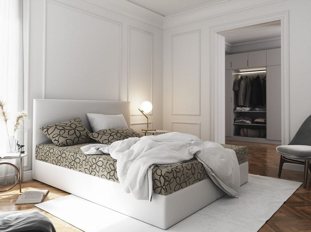 Veneti Boxspringová posteľ s úložným priestorom LUDMILA COMFORT - 200x200, béžová / biela