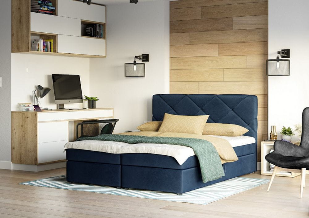 Veneti Manželská posteľ s úložným priestorom KATRIN COMFORT - 160x200, modrá