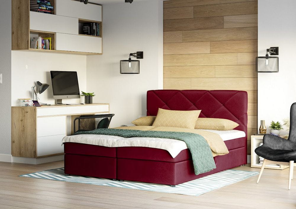 Veneti Manželská posteľ s úložným priestorom KATRIN - 200x200, červená