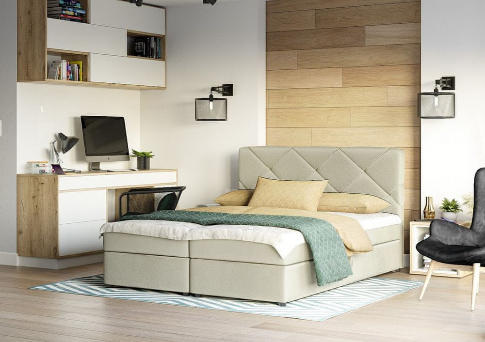 Veneti Manželská posteľ s úložným priestorom KATRIN COMFORT - 180x200, béžová