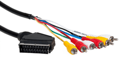 AQ KVR015, Scart/6xRCA (cinch) AV kábel - vstup + výstup, 1,5m