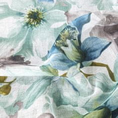 DESIGN 91 Dekoračná záclona s krúžkami - Bella modrobiele kvety, 140 x 250 cm