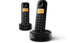 Philips Bezdrôtový telefón D1602B/53 čierny