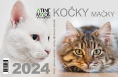 Kalendár 2024 Mačky, stolné, týždenné, 225 x 150 mm