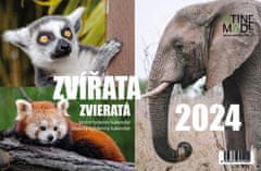 Kalendár 2024 Zvieratá, stolné, týždenné, 225 x 150 mm