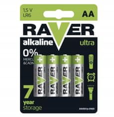 EMOS Alkalická batéria 1,5 V LR6 AA Raver sada 4 kusov