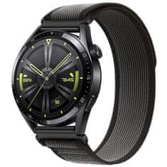 BStrap Velcro Nylon remienok na Huawei Watch GT3 46mm, black gray