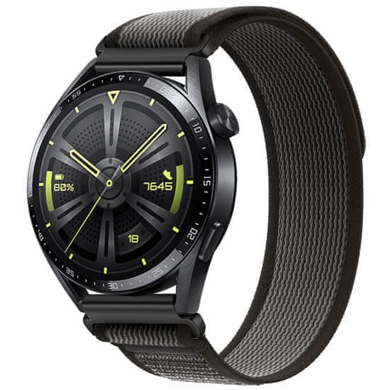 BStrap Velcro Nylon remienok na Huawei Watch GT3 42mm, black gray