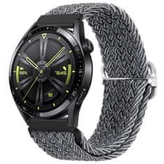 BStrap Braid Nylon remienok na Huawei Watch 3 / 3 Pro, gray black