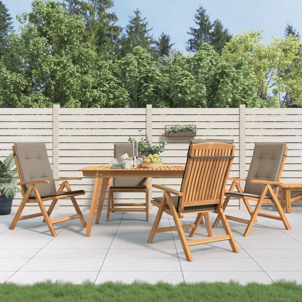 Vidaxl Sklápacie záhradné stoličky a podložky 4 ks tíkový masív