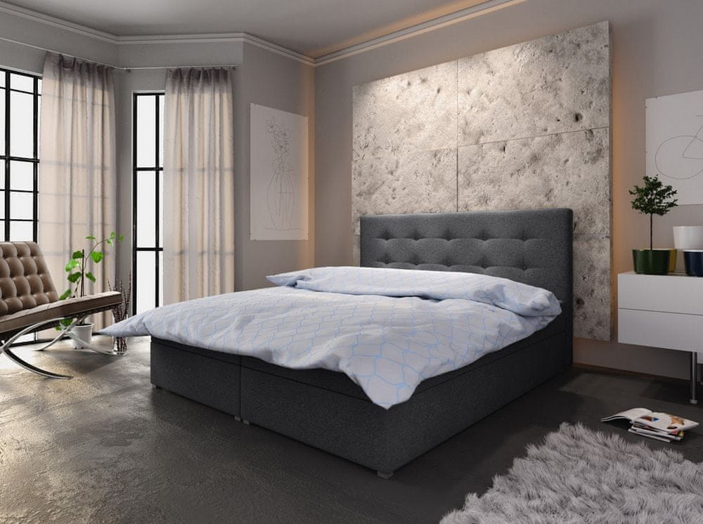 Veneti Manželská posteľ s úložným priestorom STIG 6 - 180x200, šedá
