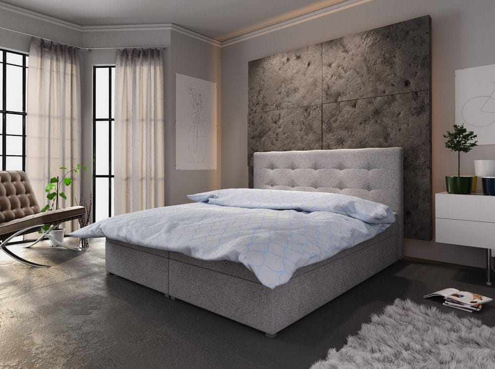 Veneti Manželská posteľ s úložným priestorom STIG 6 - 200x200, svetlo šedá