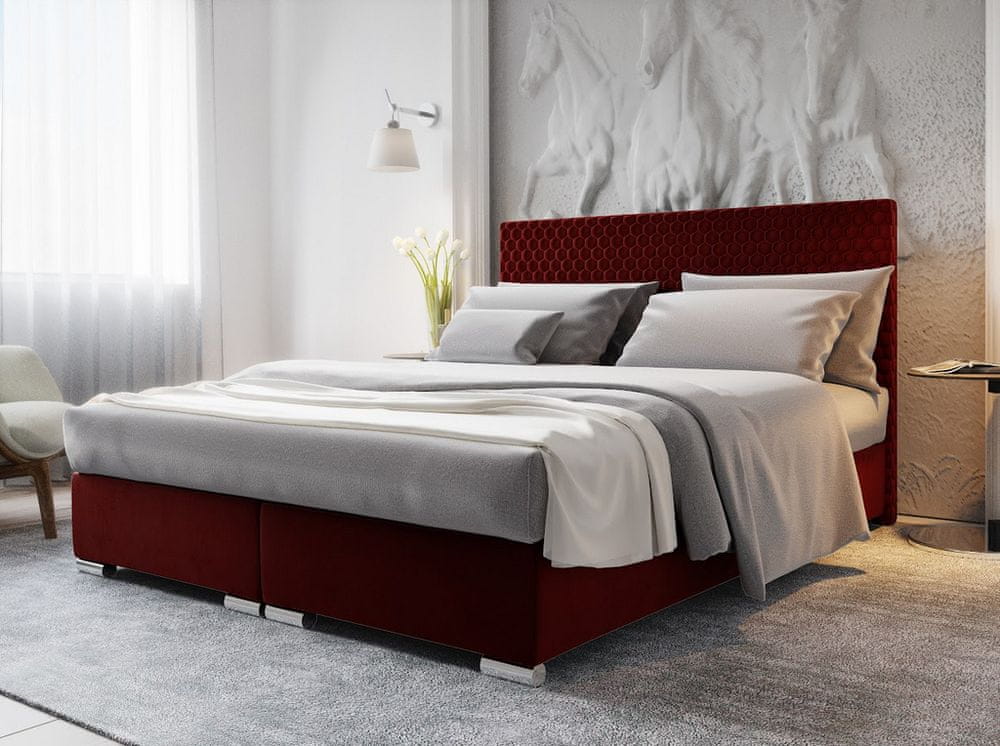 Veneti Manželská čalúnená posteľ HENIO - 200x200, červená