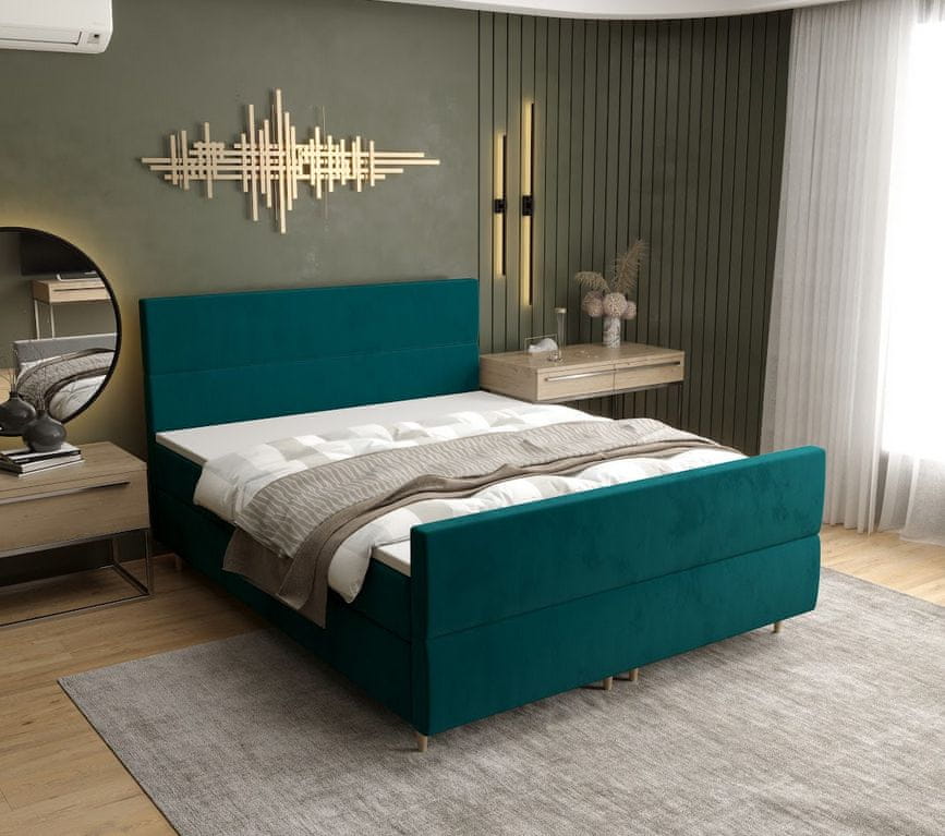 Veneti Boxspringová posteľ ANGELES PLUS COMFORT - 160x200, zelená