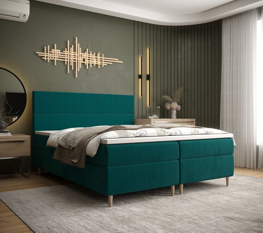 Veneti Boxspringová posteľ ANGELES COMFORT - 160x200, zelená