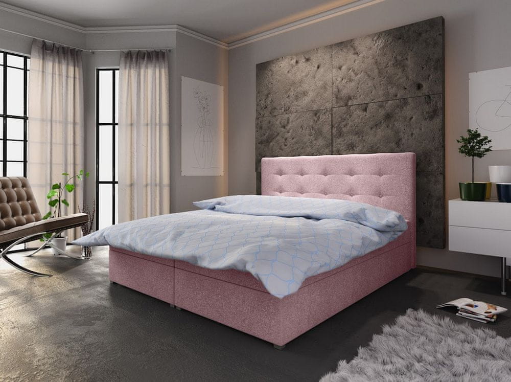 Veneti Manželská posteľ s úložným priestorom STIG COMFORT 6 - 180x200, ružová