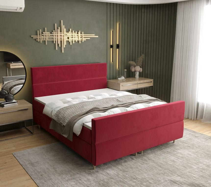 Veneti Boxspringová posteľ ANGELES PLUS COMFORT - 120x200, červená