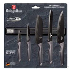 Berlingerhaus Sada nožov s nepriľnavým povrchom 6 ks ECarbon Pro Edition s magnetickým držiakom BH-2701
