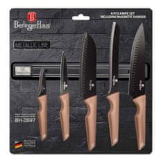 Berlingerhaus Súprava nožov s nepriľnavým povrchom 6 ks Rose Gold Edition s magnetickým držiakom