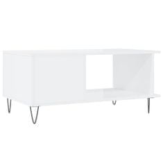 Vidaxl Konferenčný stolík lesklý biely 90x50x40 cm spracované drevo