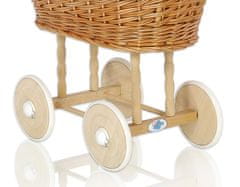 Vozík pre bábiky - Mojžišov kôš pre bábiky so strieškou - fialový