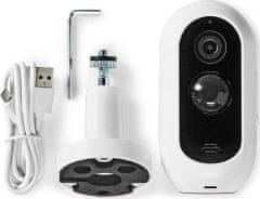 Nedis IP kamera/ venkovní/ IP65/ Wi-Fi/ 1080p/ PIR senzor/ micro USB/ microSD/ noční vidění/ Android/ iOS/ bílá