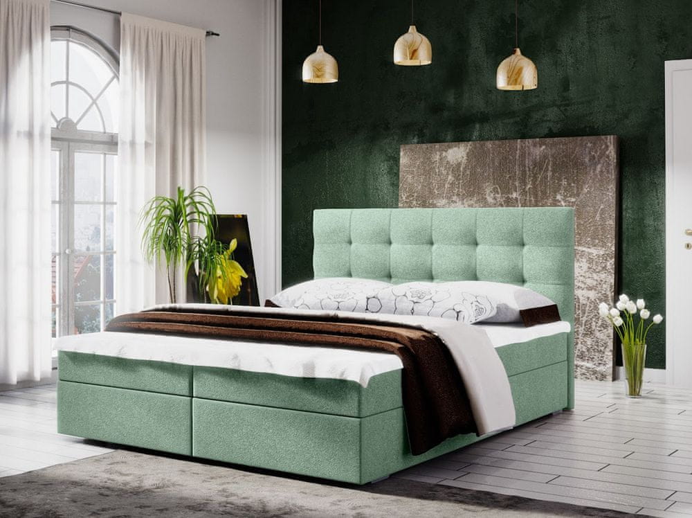 Veneti Jednolôžková posteľ s úložným priestorom STIG 5 - 120x200, svetlo zelená