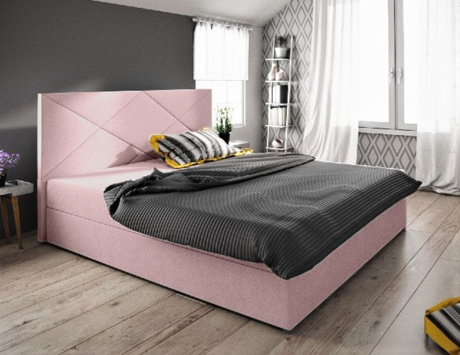 Veneti Manželská posteľ s úložným priestorom STIG 4 - 160x200, ružová