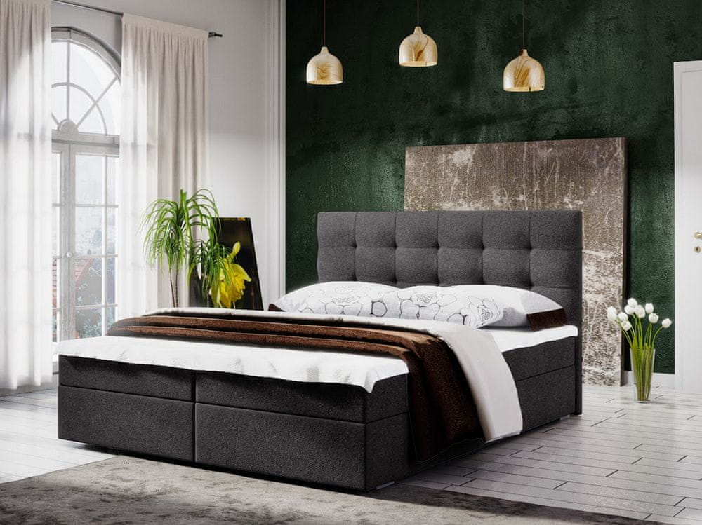 Veneti Manželská posteľ s úložným priestorom STIG 5 - 140x200, šedá