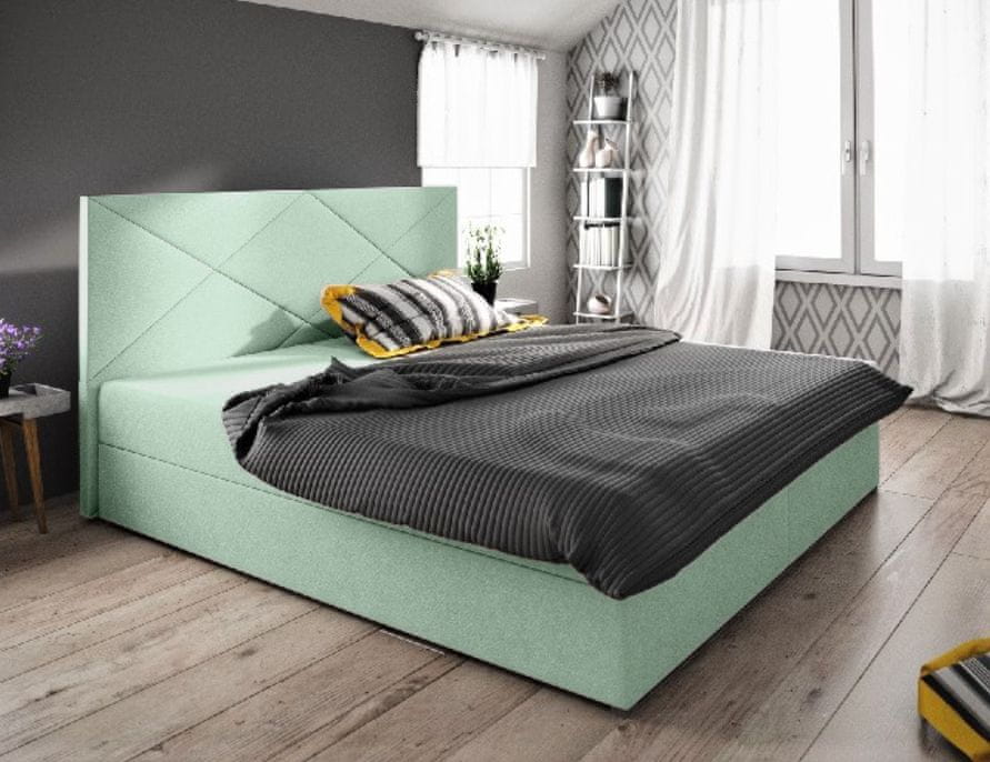 Veneti Manželská posteľ s úložným priestorom STIG 4 - 200x200, svetlo zelená