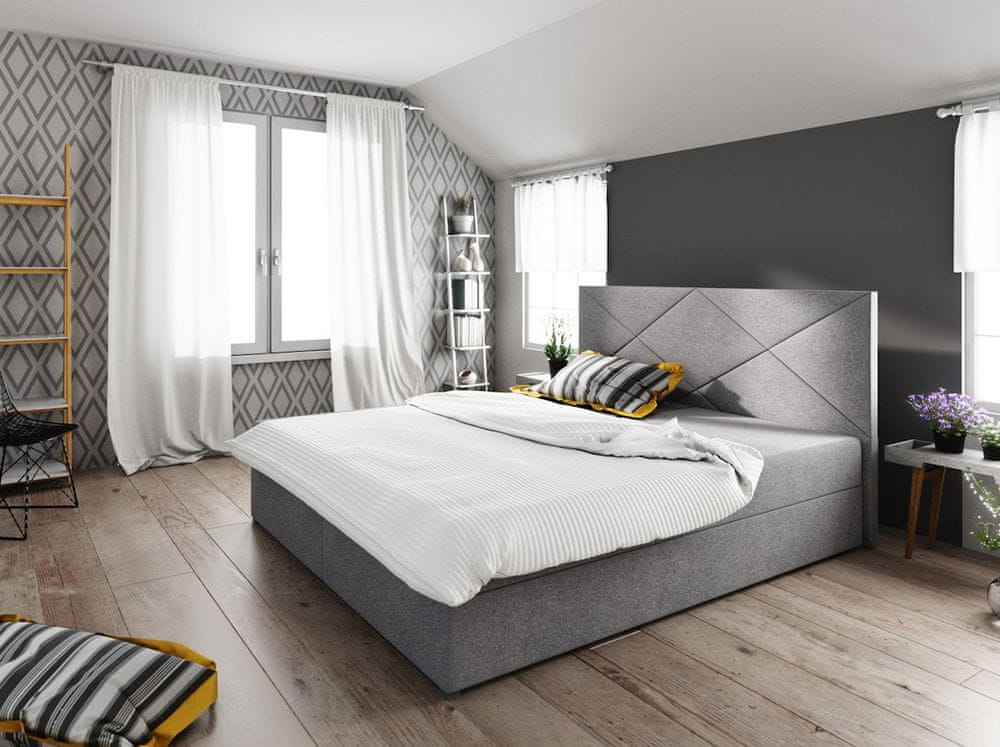 Veneti Manželská posteľ s úložným priestorom STIG 4 - 200x200, svetlo šedá